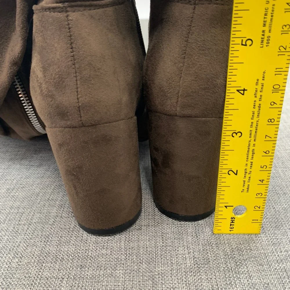 Shoe Dazzle Over The Knee Sexy Suede‎ Boots Brown Zipper Block 3.25